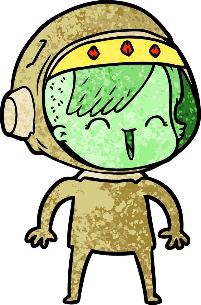 happy cartoon space girl vector
