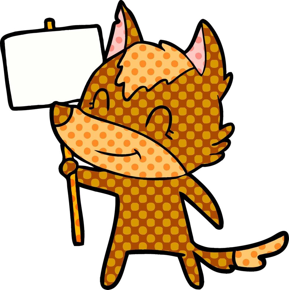 fox cartoon character with protest sign vector