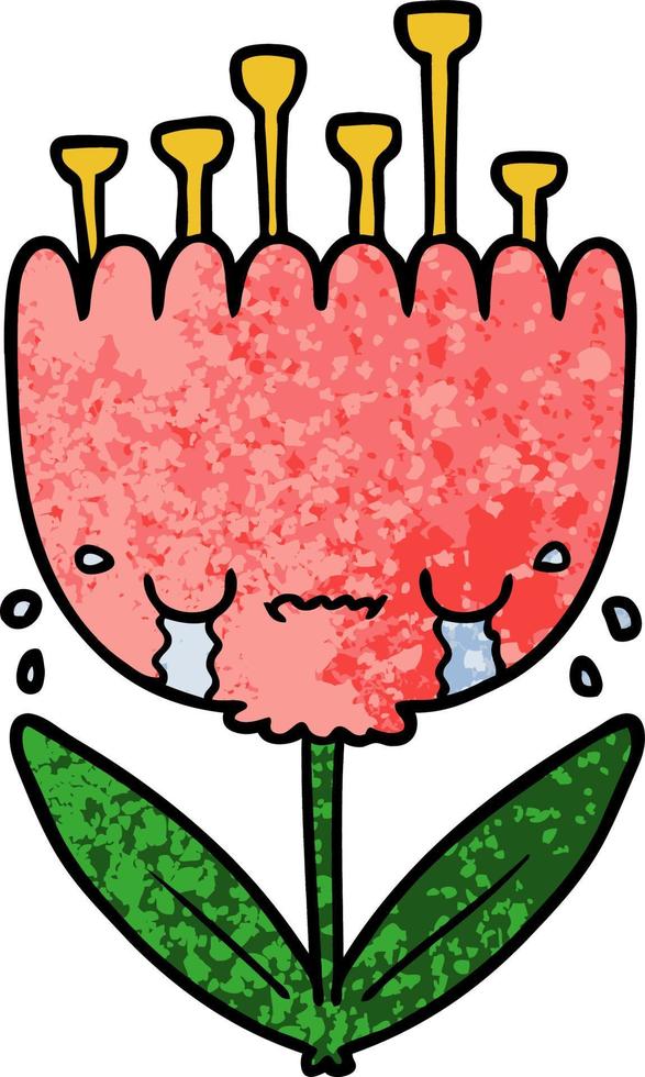 crying cartoon flower vector