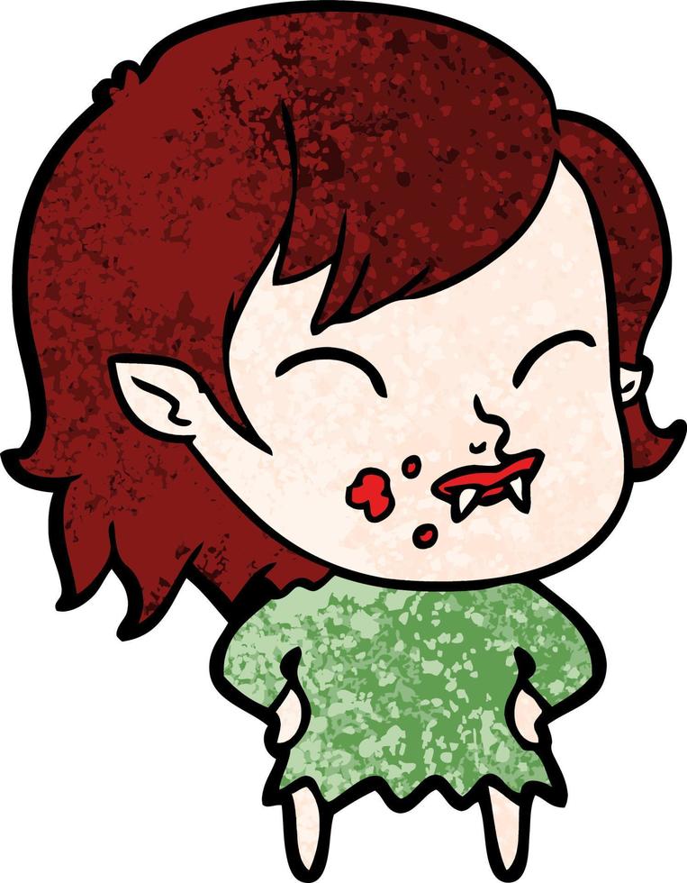 cartoon vampire girl with blood on cheek vector