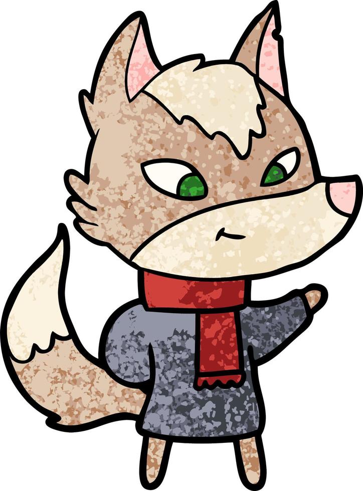 friendly cartoon wolf vector