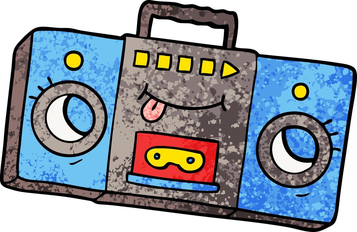 cartoon retro cassette tape player vector