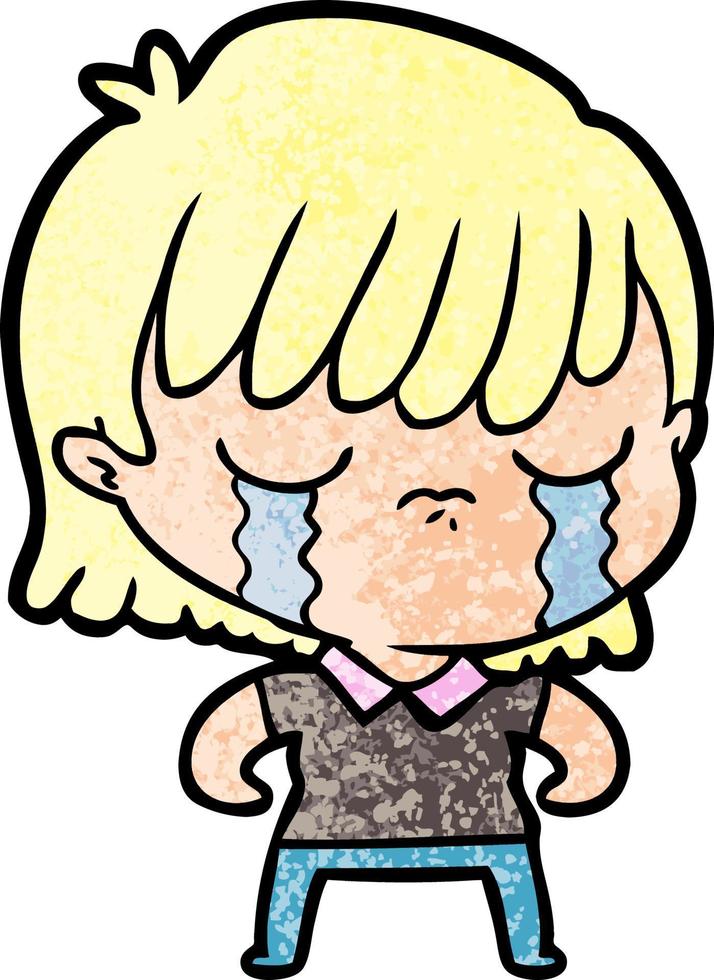 cartoon woman crying vector