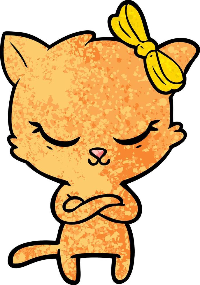 cute cartoon cat with bow vector