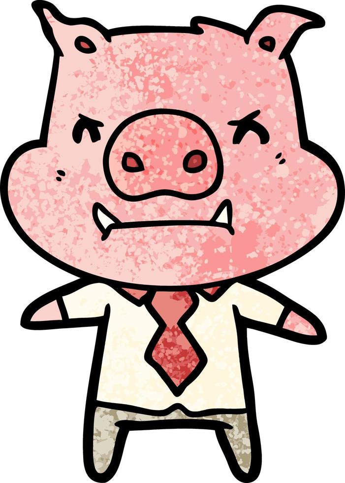 angry cartoon pig boss vector