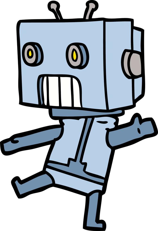 caricatura, garabato, carácter, robot vector