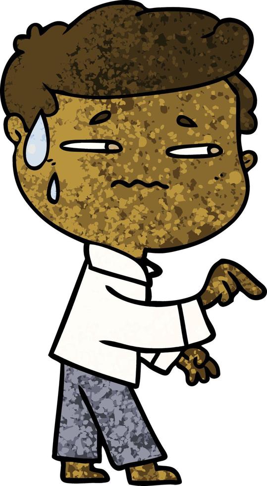 cartoon anxious man pointing vector