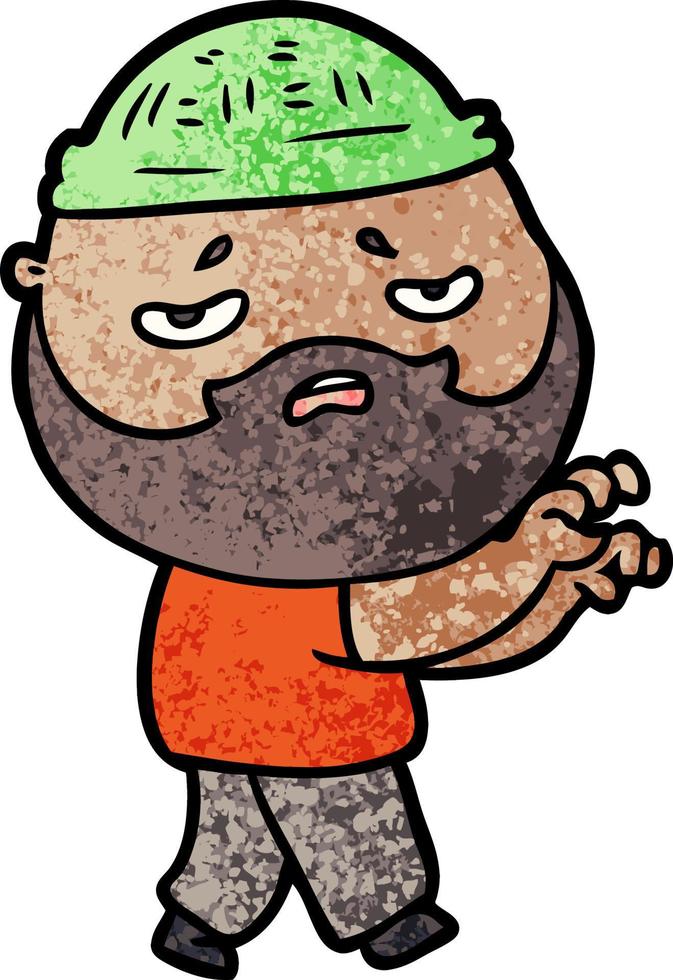 cartoon worried man with beard vector