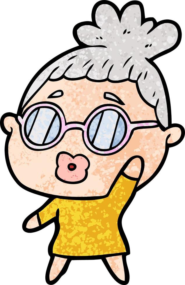 cartoon woman wearing spectacles vector