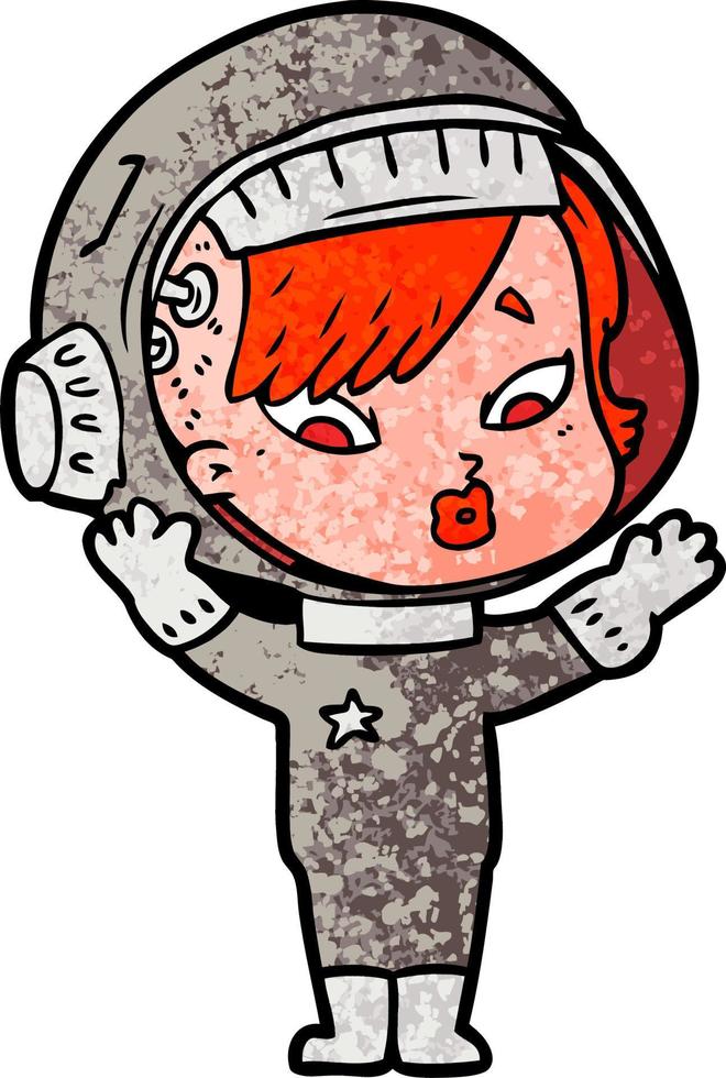 cartoon astronaut woman vector