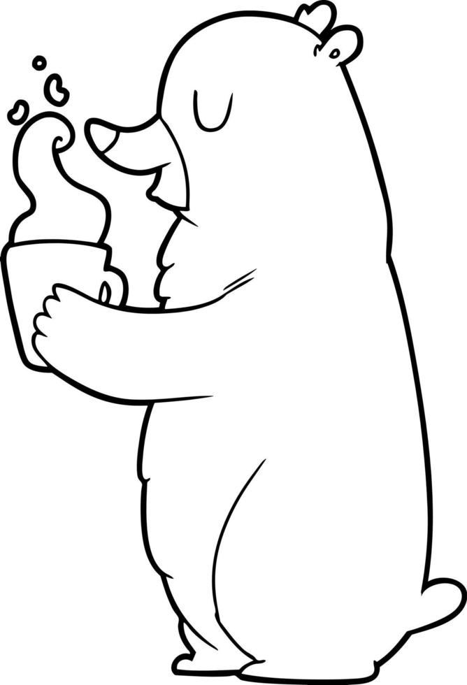 oso de dibujos animados con bebida caliente vector