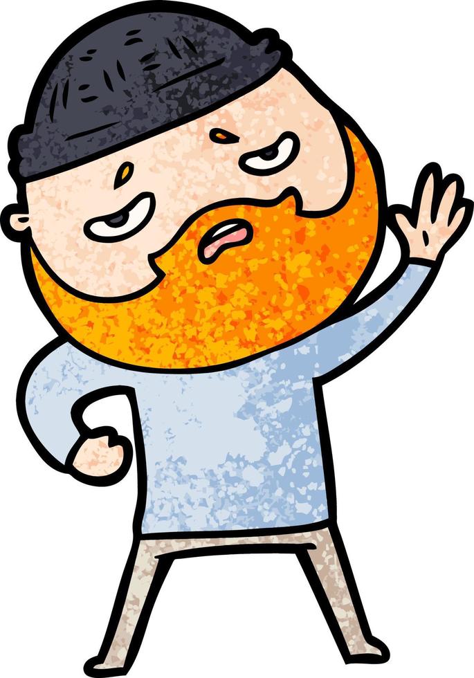 cartoon worried man with beard vector