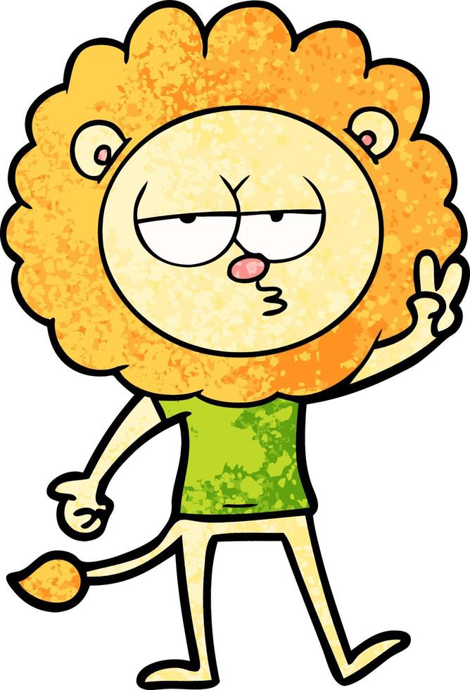 cartoon bored lion waving vector