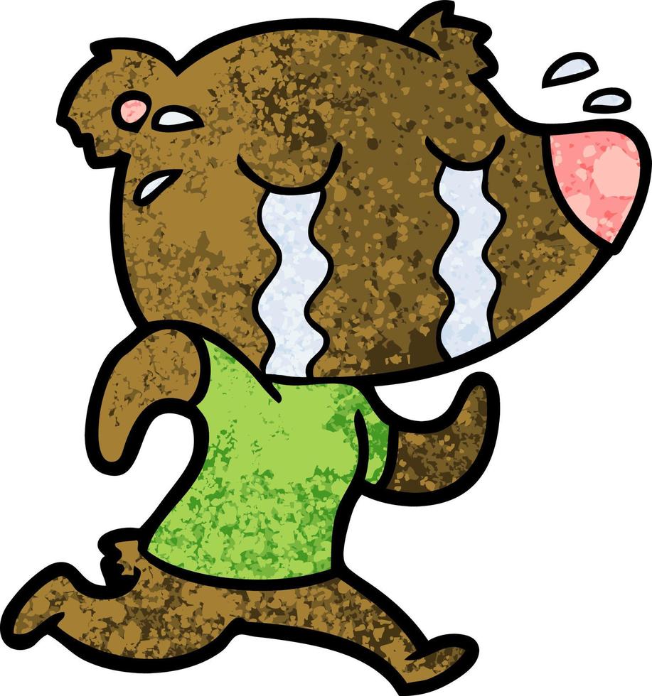 cartoon crying bear running vector