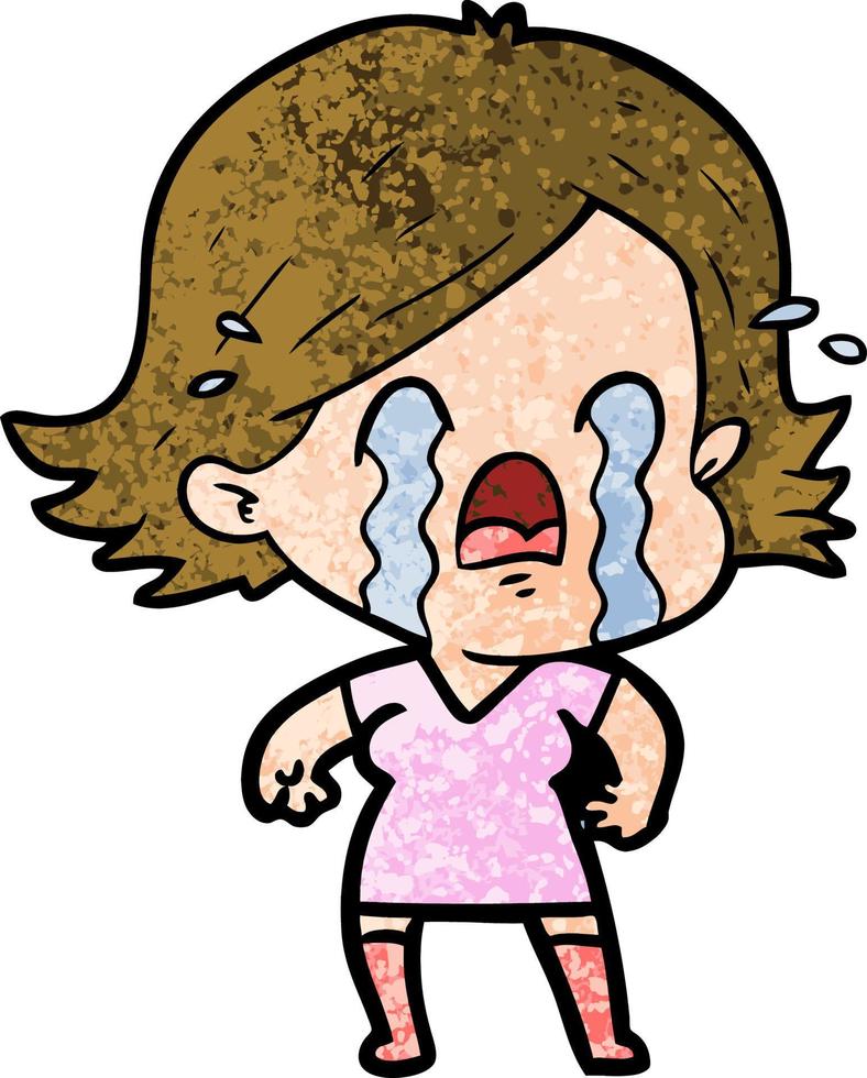 mujer de dibujos animados llorando vector