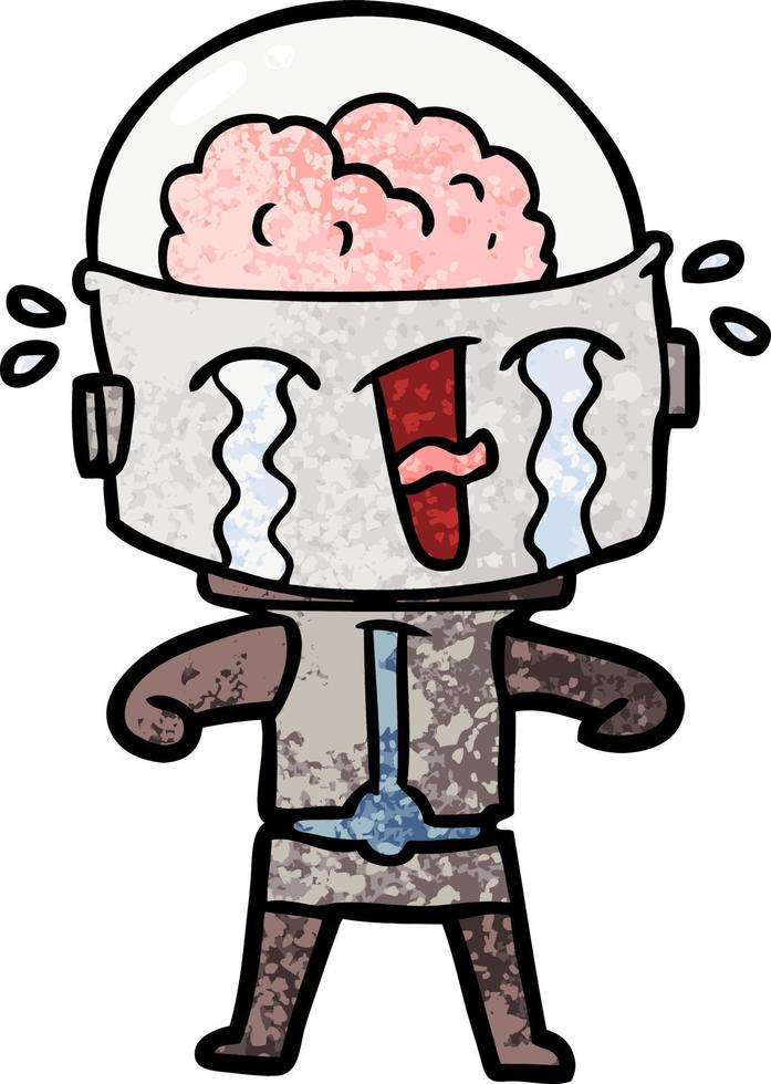 cartoon crying robot vector