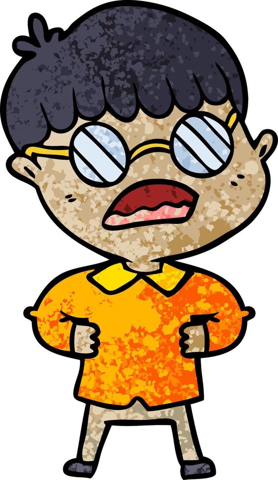 cartoon boy wearing spectacles vector