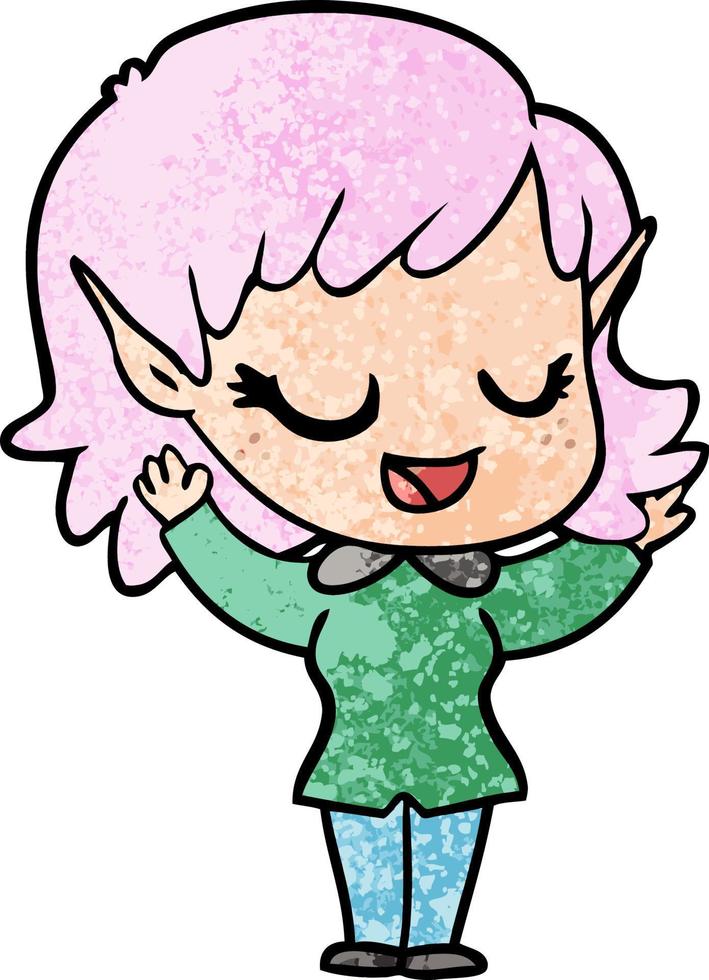 niña elfa feliz de dibujos animados vector