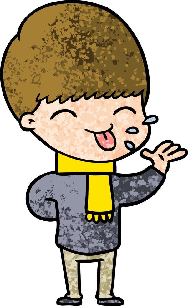 cartoon boy sticking out tongue vector