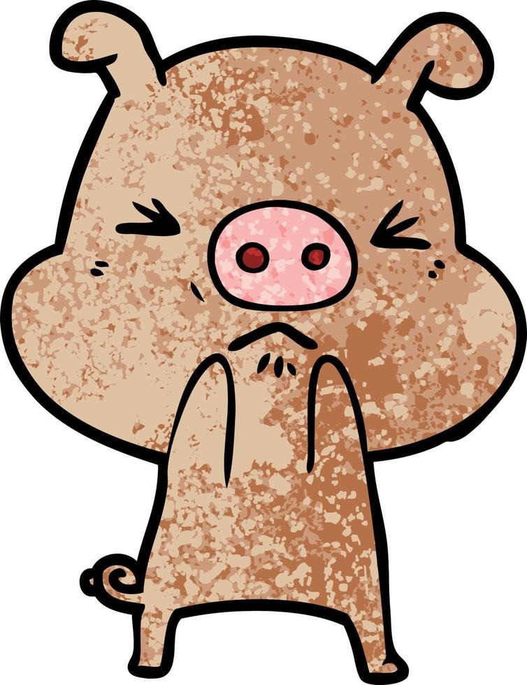 cartoon angry pig vector