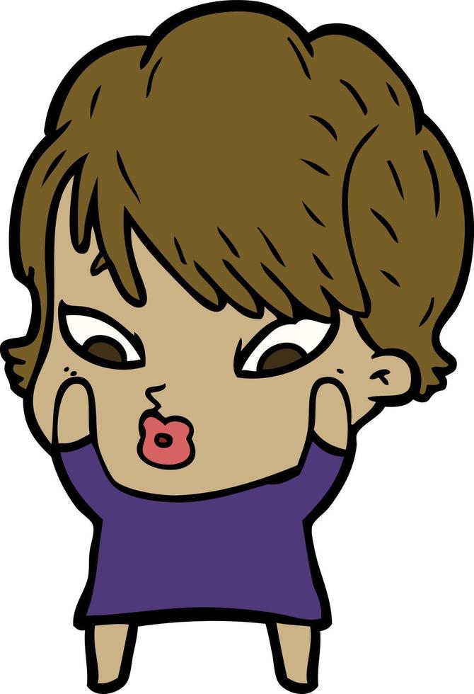 cartoon doodle character woman vector
