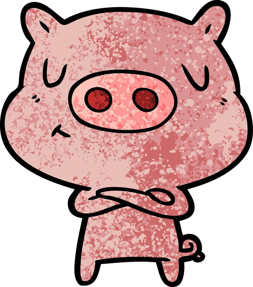 cartoon content pig vector