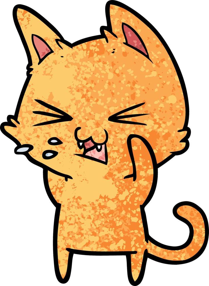 cartoon cat hissing vector