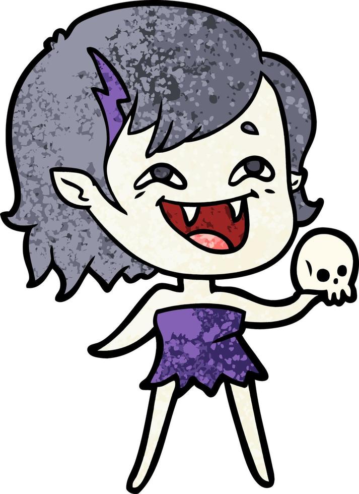 caricatura, reír, vampiro, niña vector