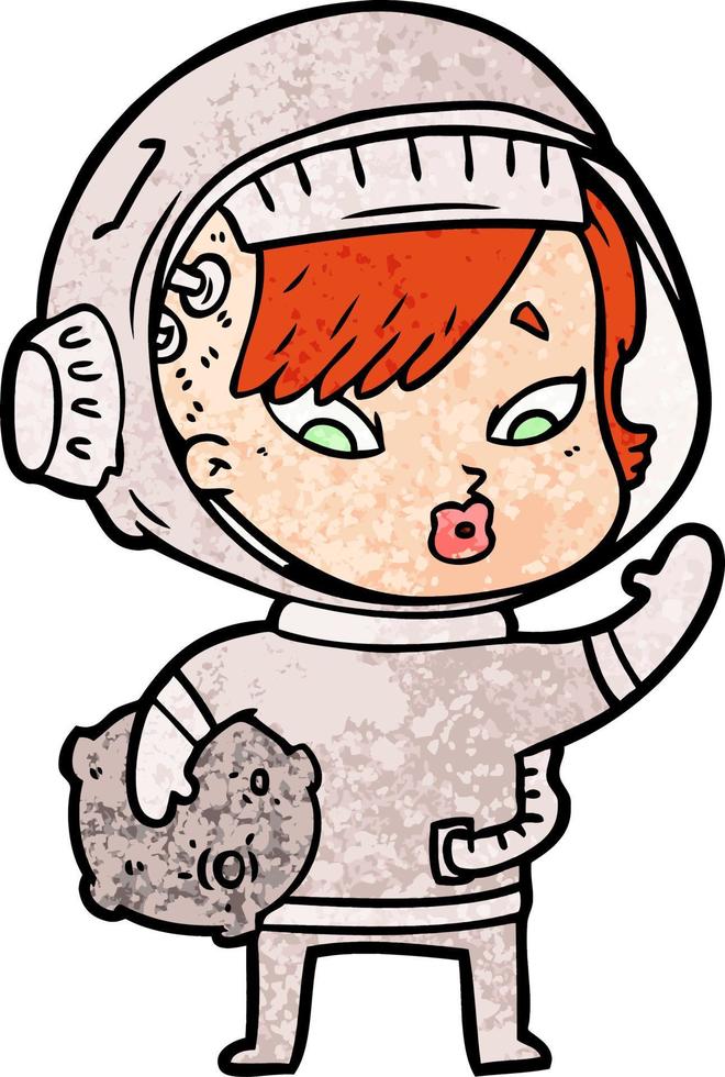 caricatura, astronauta, mujer vector