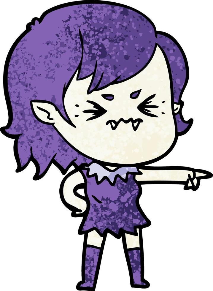 annoyed cartoon vampire girl vector