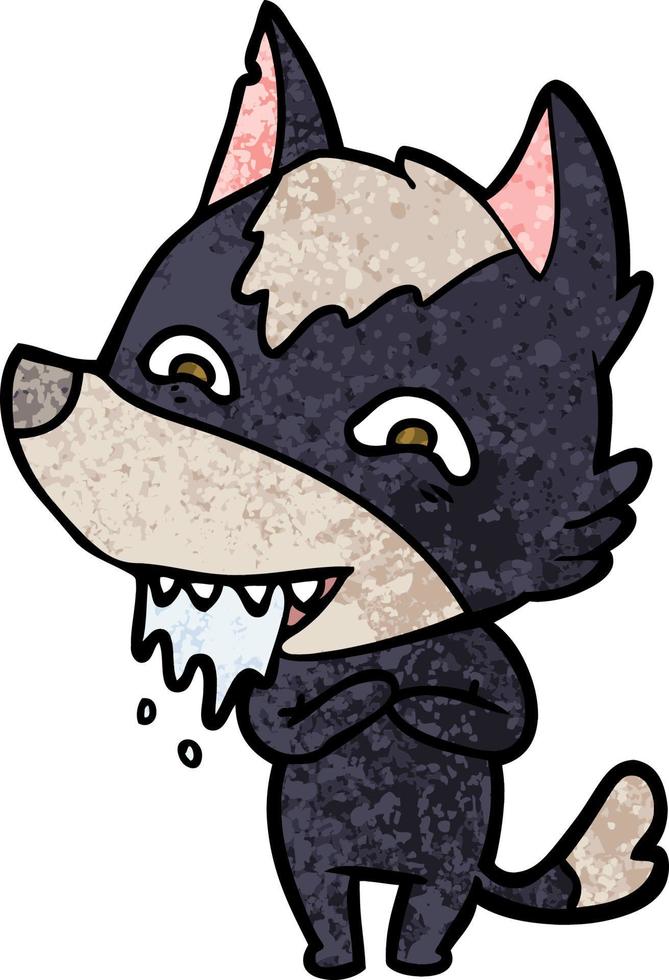 cartoon hungry wolf vector