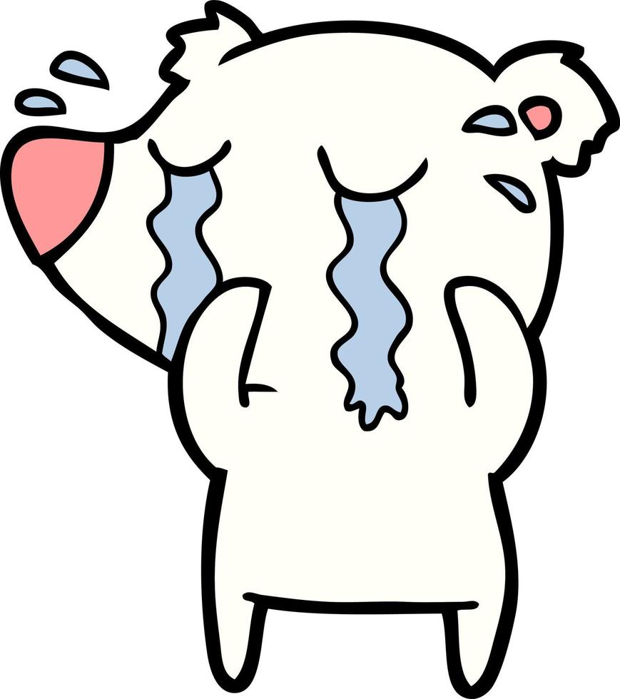 sad little polar bear cartoon vector
