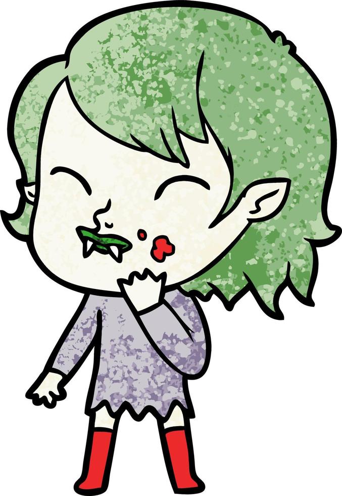 cartoon vampire girl with blood on cheek vector