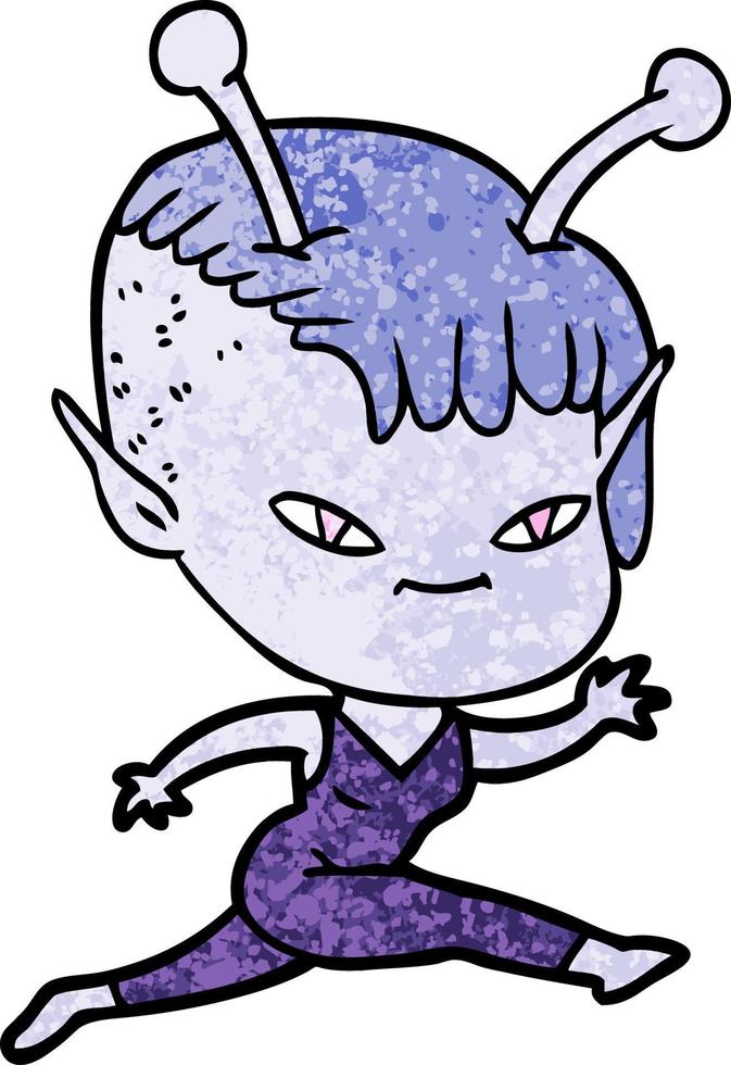 cute cartoon alien girl vector
