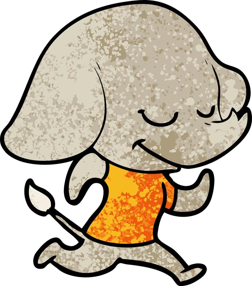 cartoon smiling elephant running vector