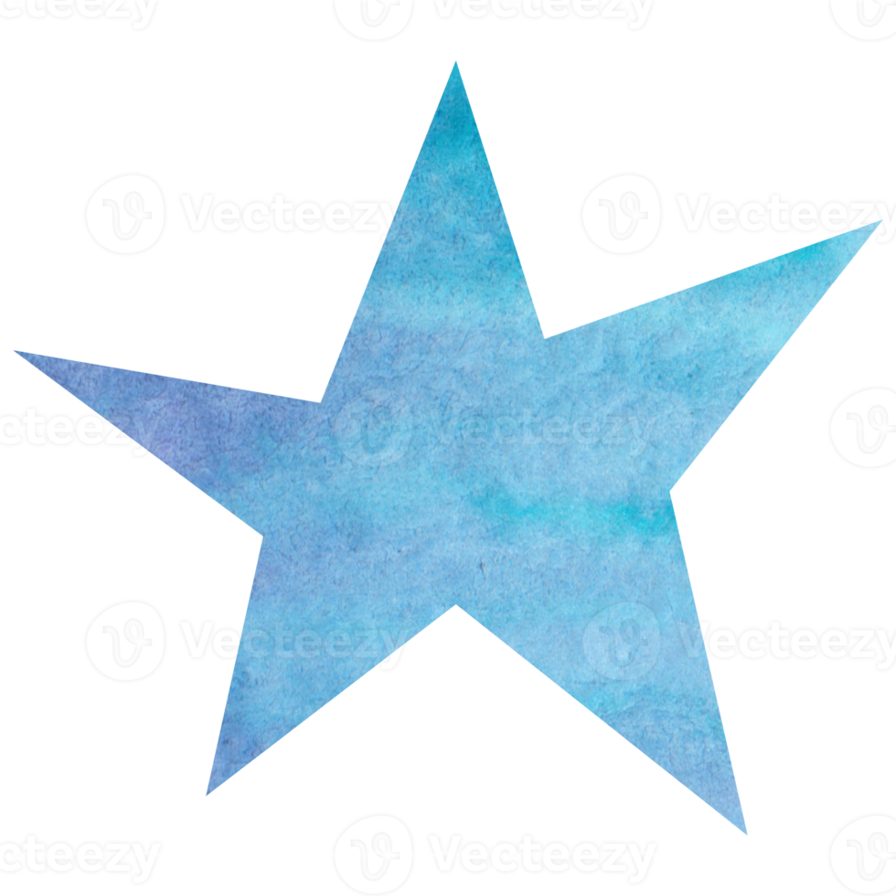 Blue watercolor star. Celestial element, space, sky png