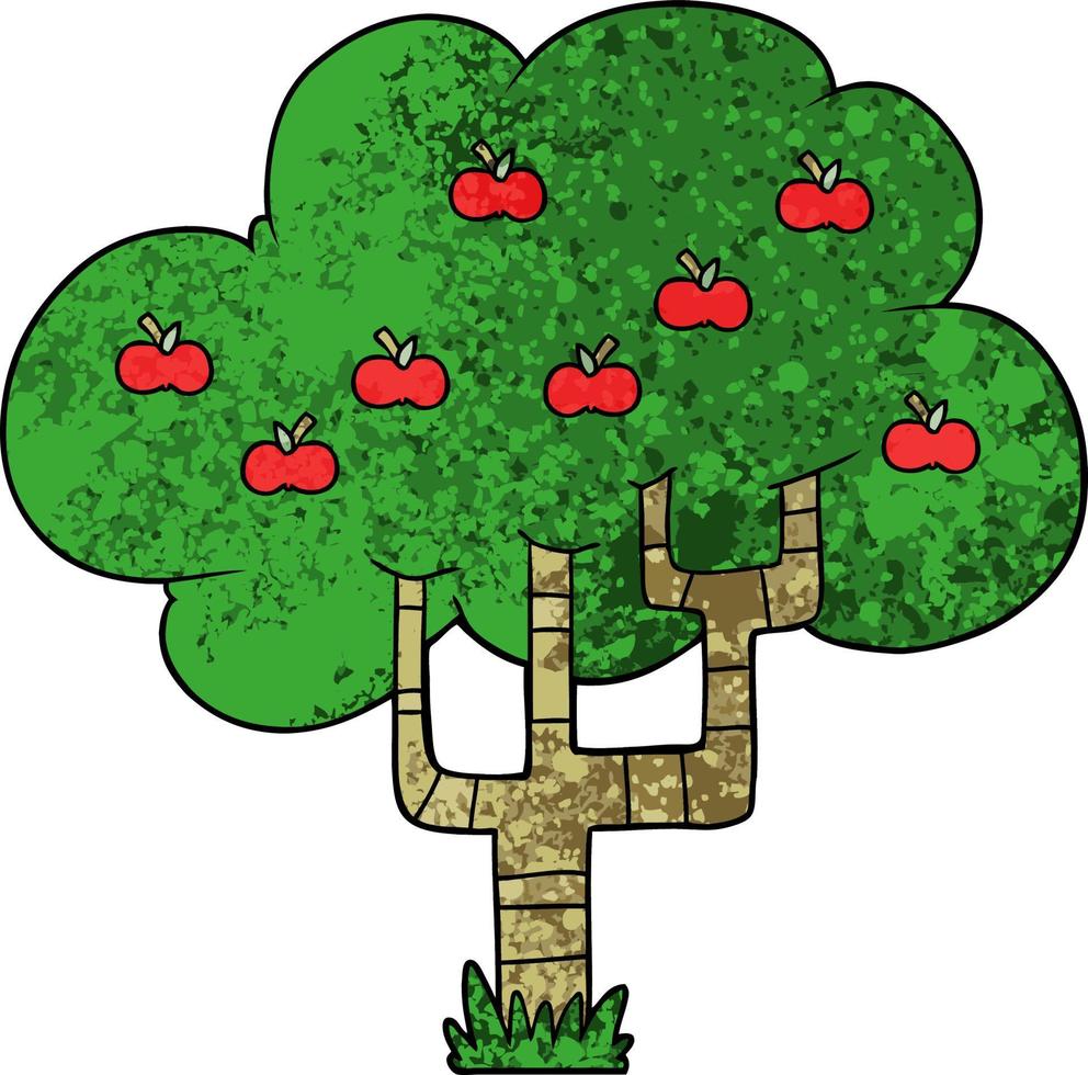 cartoon apple tree vector