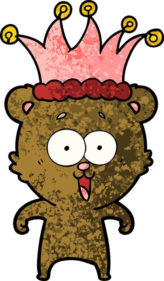 laughing teddy  bear cartoon wearing hat vector