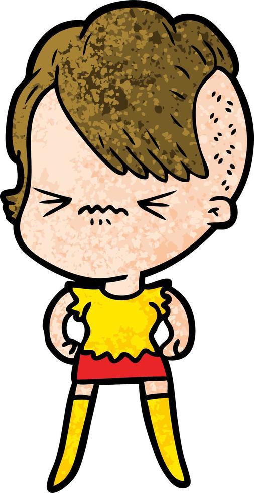 cartoon annoyed hipster girl vector