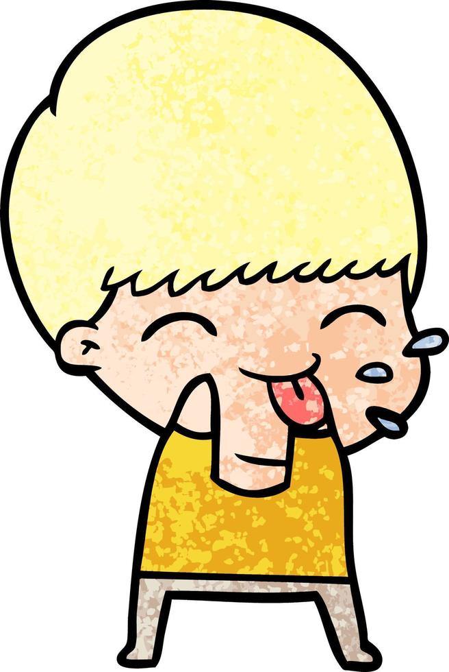 cartoon boy blowing raspberry vector