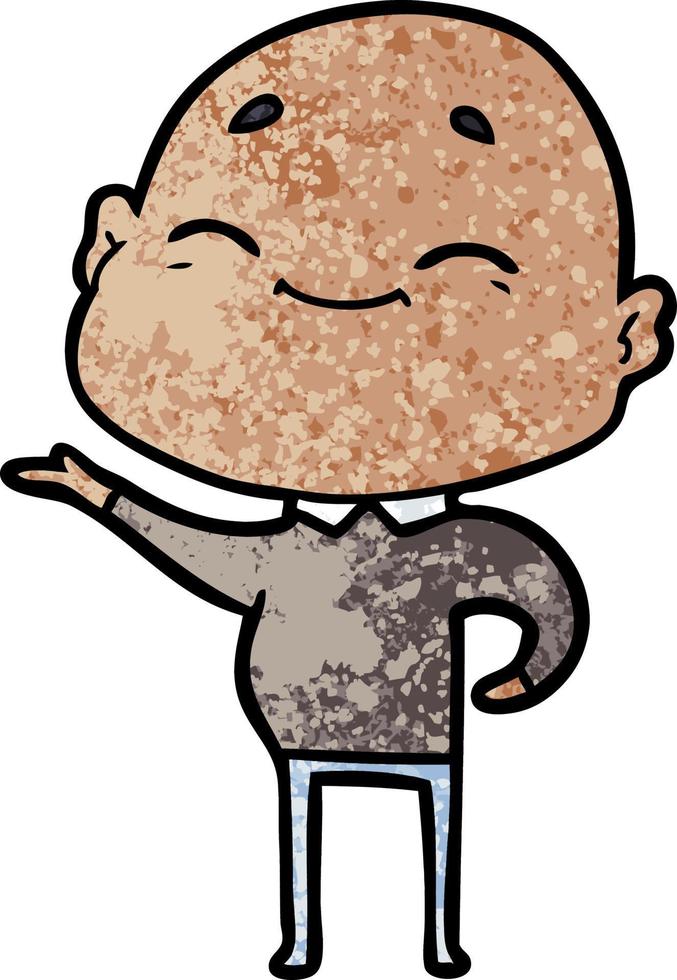 happy cartoon bald man vector