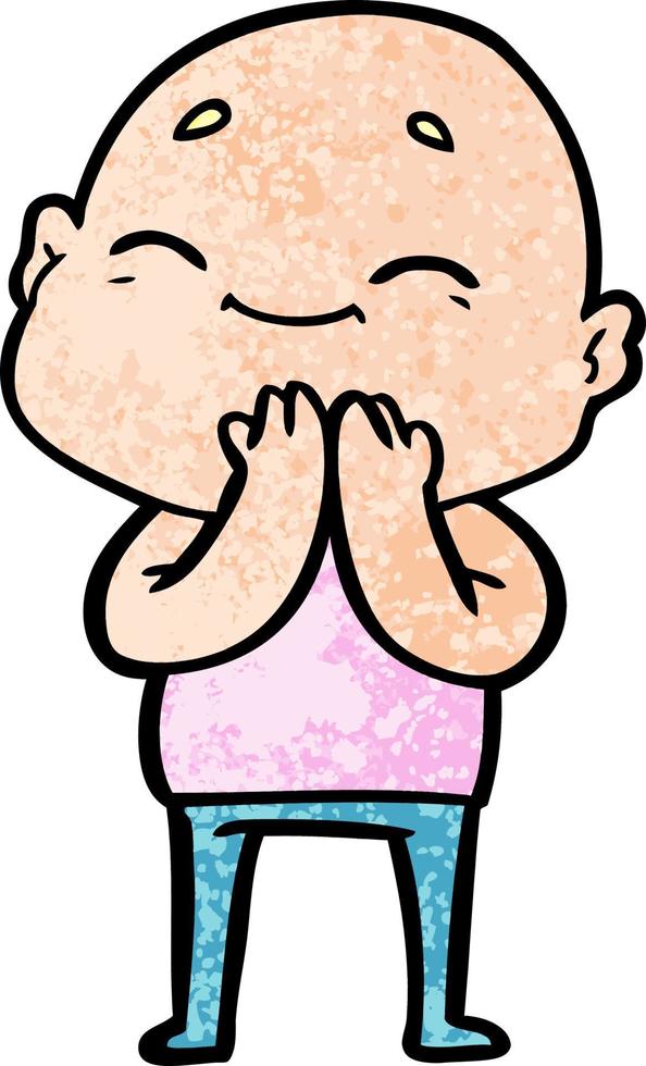 happy cartoon bald man vector