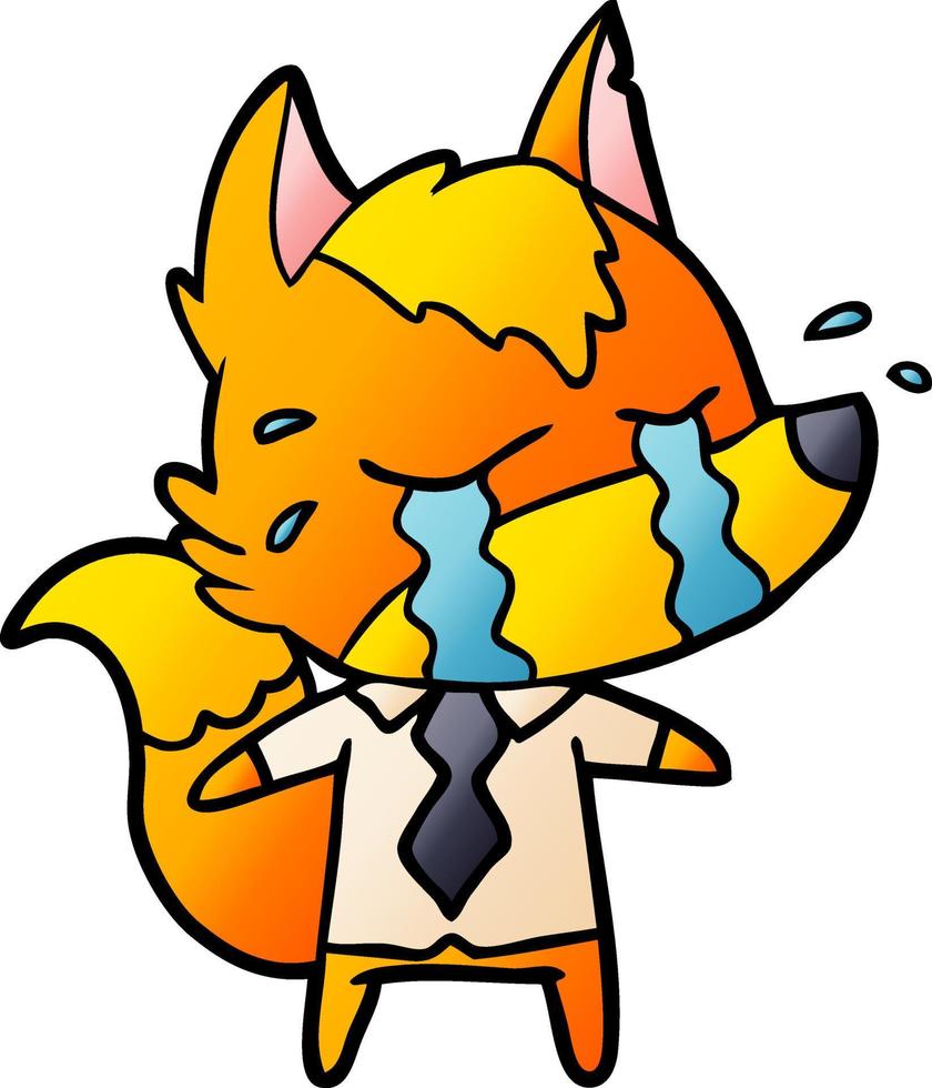 sad little business fox cartoon character vector
