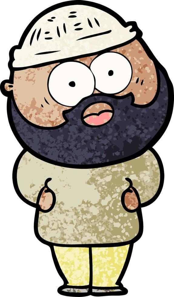 cartoon surprised bearded man vector