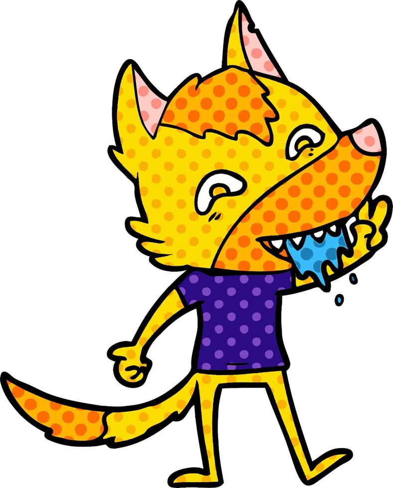personaje de dibujos animados de zorro hambriento vector