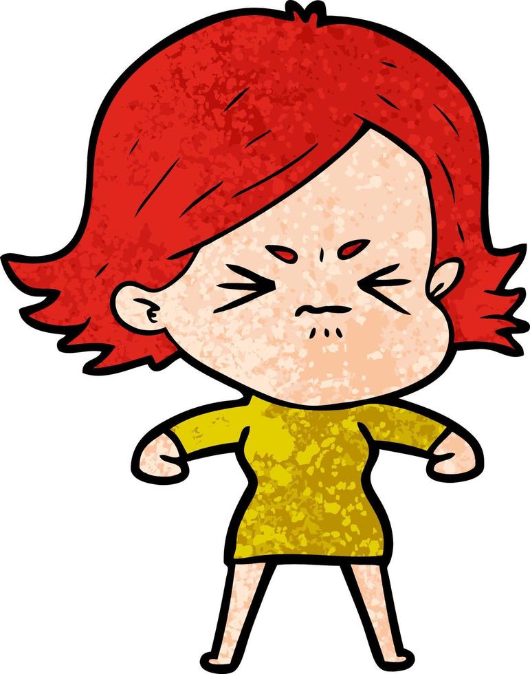 cartoon angry girl vector