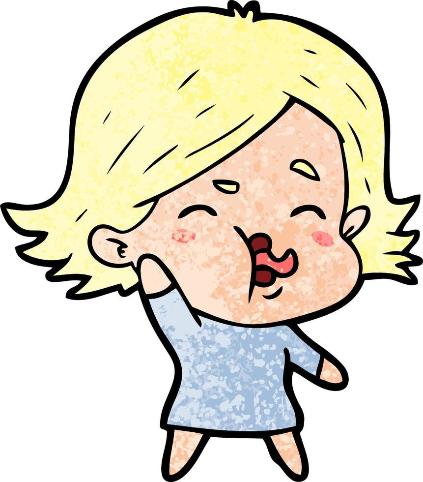 cartoon girl pulling face vector