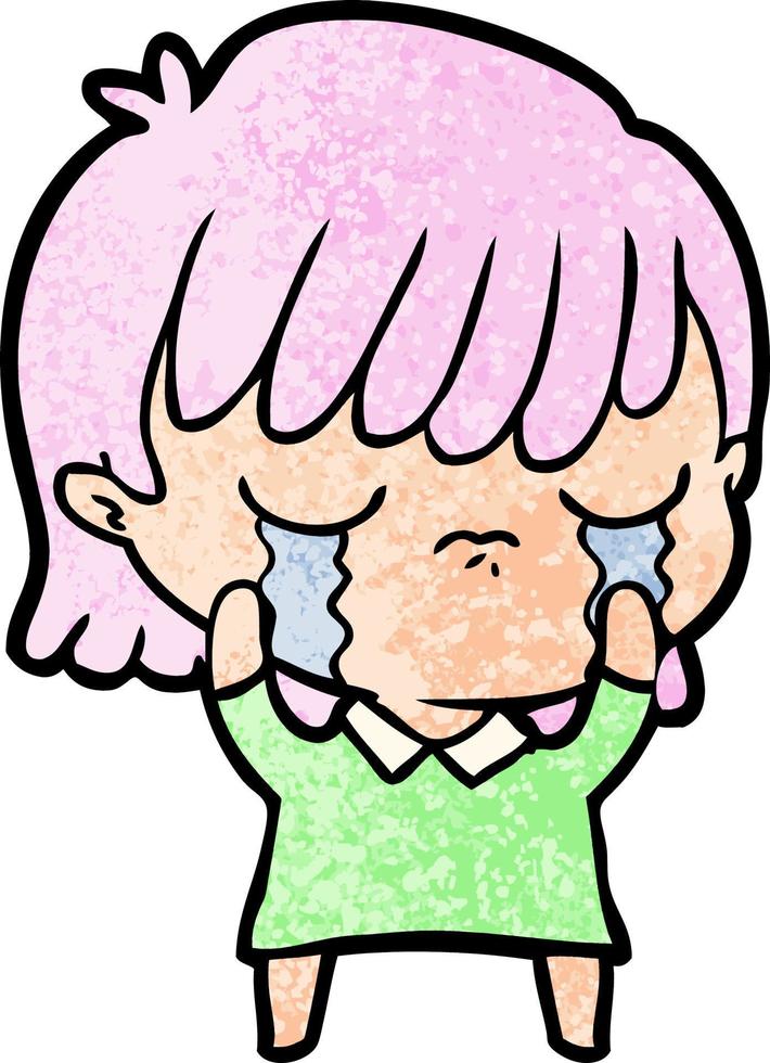 cartoon woman crying vector