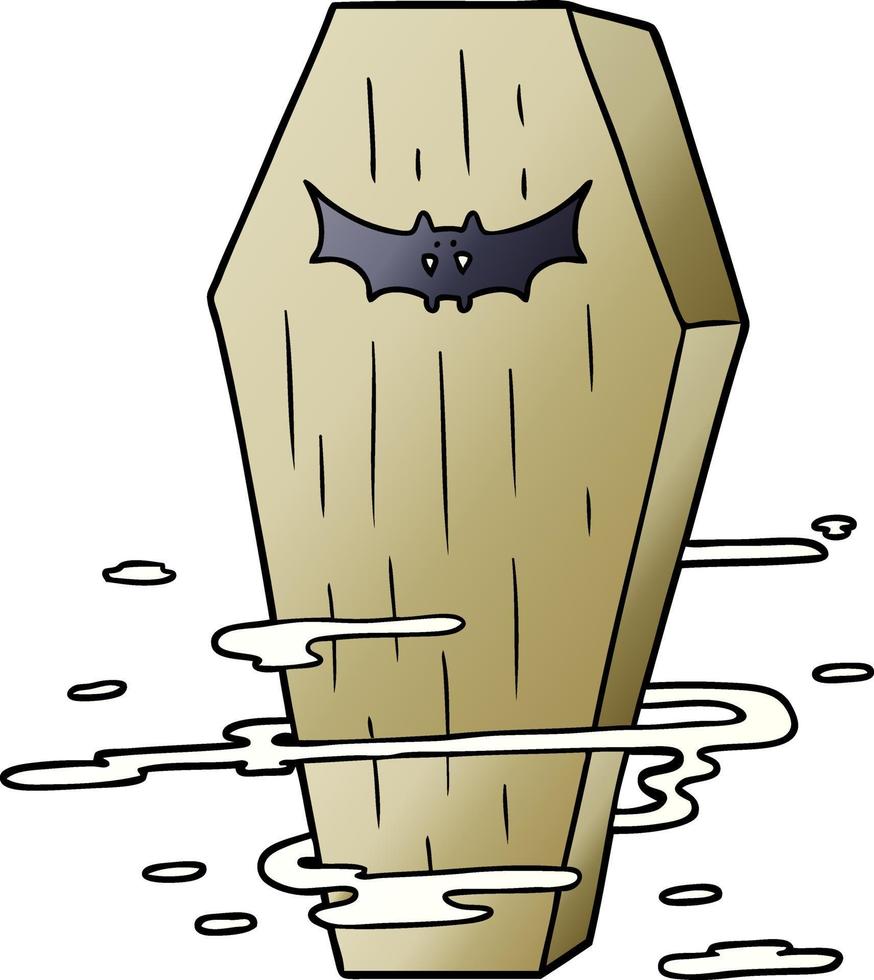 cartoon spooky coffin vector