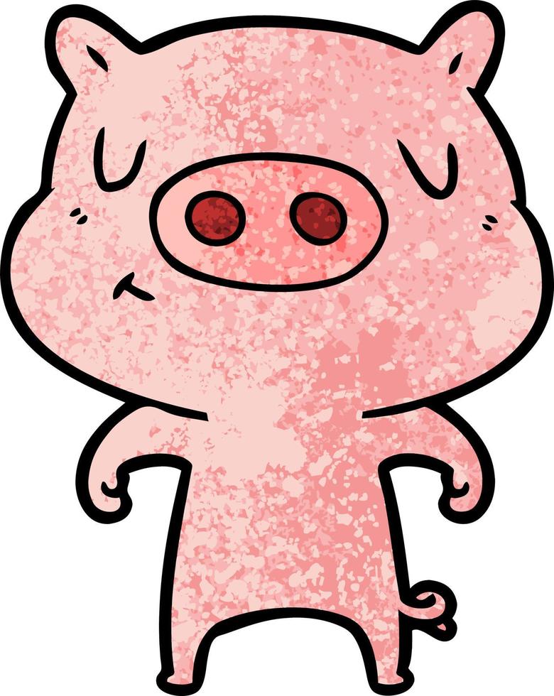 cartoon content pig vector